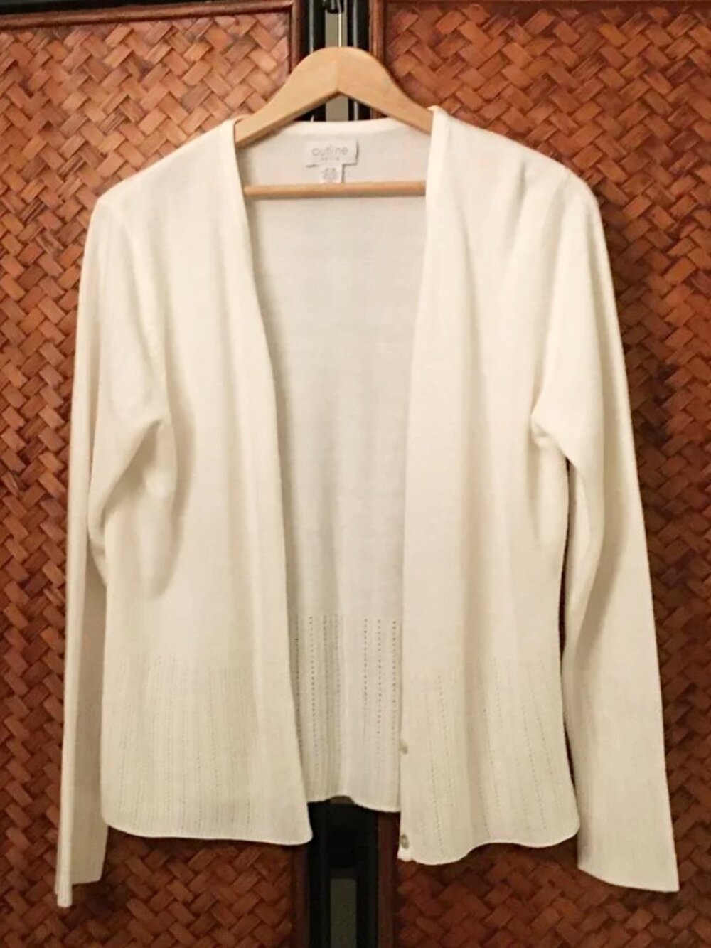 Outline Petite Cream Soft Button Down Balletcore Knit Cardigan - M
